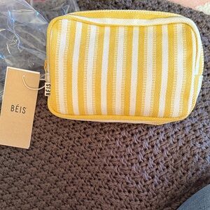 BEIS Yellow and White Striped Crossbody Pouch Bag